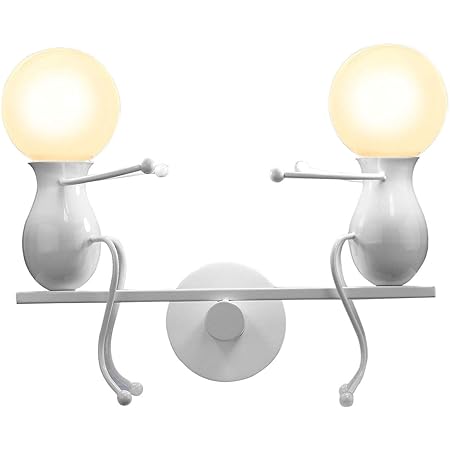 KAWELL Humanoide Creativo Lámpara de Pared Moderno Luz de Pared Simple Apliques de Pared Art Deco Max 60W E27 Base Hierro Titular para Dormitorio, ...