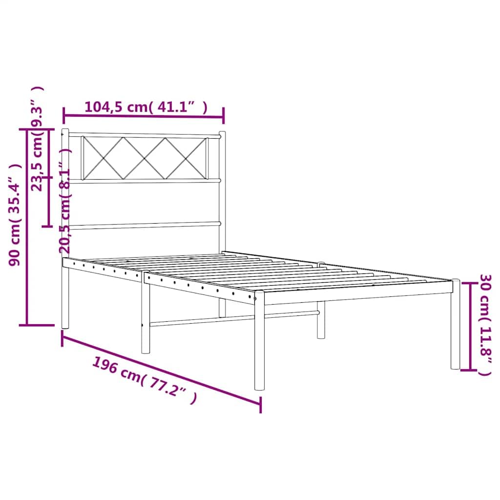 vidaXL Giroletto con Testiera Metallo Bianco 100x190 cm