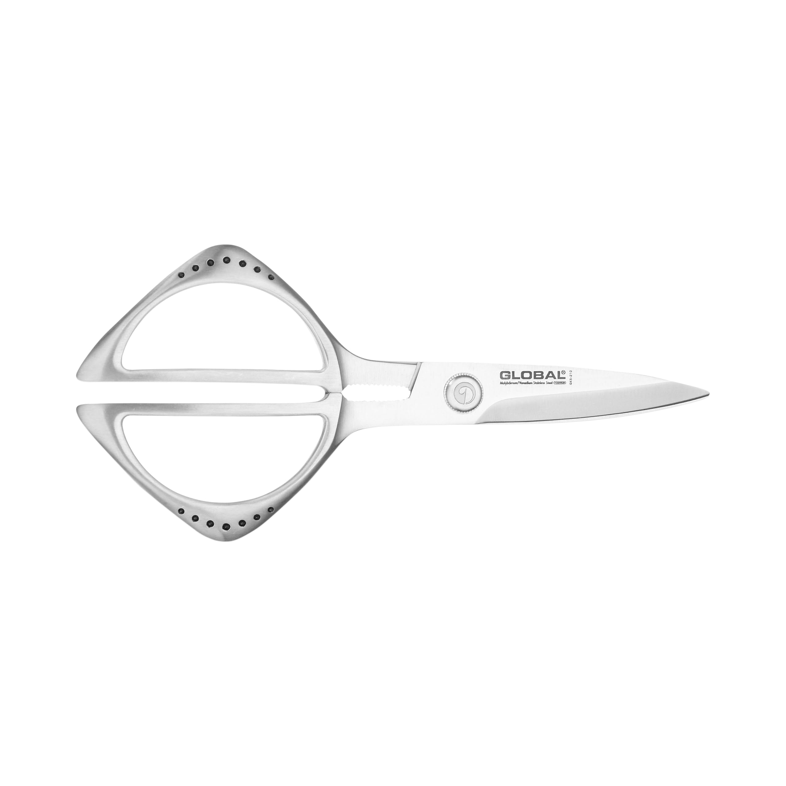 Global Kitchen Shears, 21cm. Stainless steel CROMOVA 18. Ergonomic hygienic handles. Made in Japan