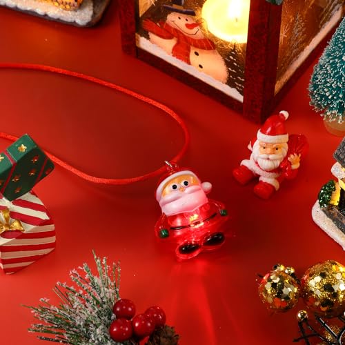 Yinkin 50 Pcs Christmas Light up Necklace for Adults Flashing Necklaces Glow Necklaces Bulk for Xmas Party Favors Stocking Stuffers Christmas Ornaments Decoration(Red,White,Santa Claus) by Yinkin - Image 3