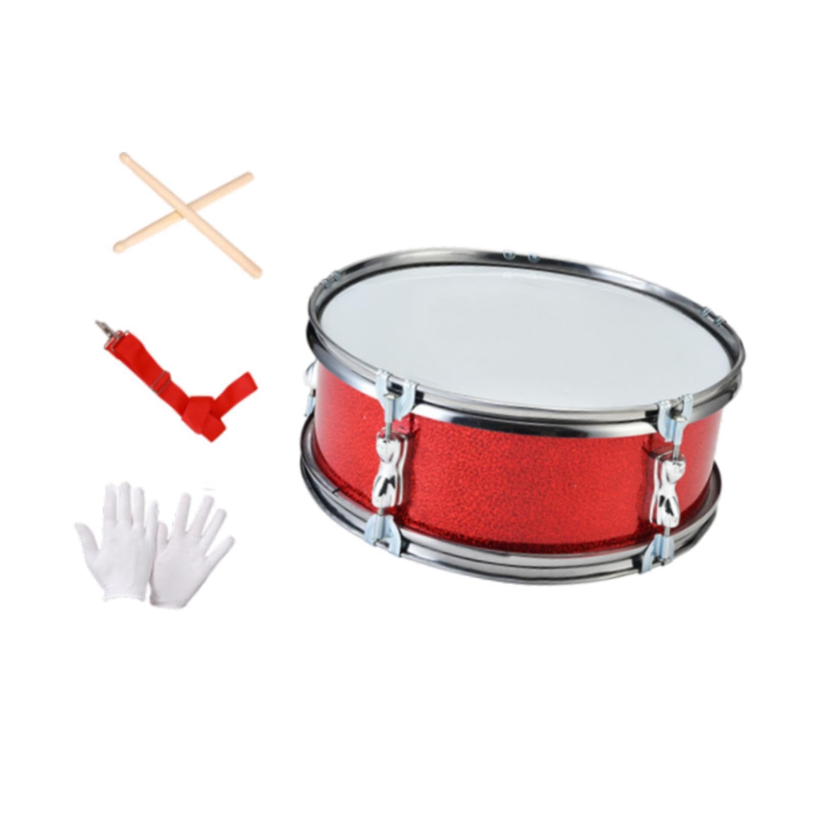 Generic Snare Drum de Percusión para Estudiantes Incluye Tambor Correa Ajustable Baquetas Y Guantes Fabricados en Acero Inoxidable Y Poliéster Adecuado para F, Spring Drum 14in