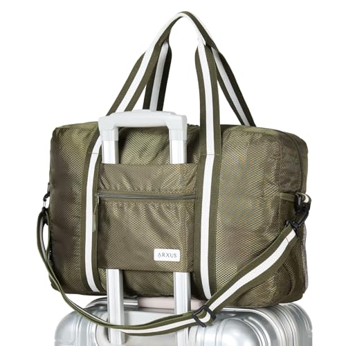Foldable Green Travel Tote Bag 25L Duffle Luggage