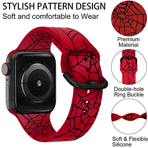Image of ACESTAR Double Sided Band Compatible with Apple Watch Band 38mm 40mm 41mm /42mm(Series 11 10), Spider Web Cartoon Soft Silicone Replacement for iWatch Series 11 10 9 8 7 6 5 4 3 2 1 SE