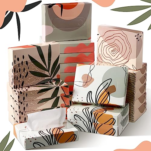 Image of Yinder 24 Packs 960 Sheets Tissue Cube Car Facial Boxes Disposable Facial Travel Tissues Holder Soft Watercolor Boxes 2 Ply 40 Sheets for Wedding Household Car Kitchen Bathroom(Elegant)