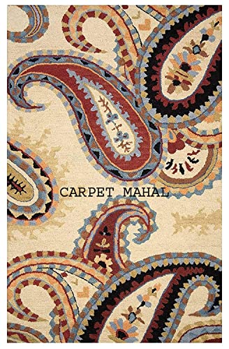 Image of Carpet Mahal Export Quality Handmade Tuffted Pure Woollen Carpet for Living Room Bedroom Size 7 x 10 feet (210X300 Cm) Color-Multi