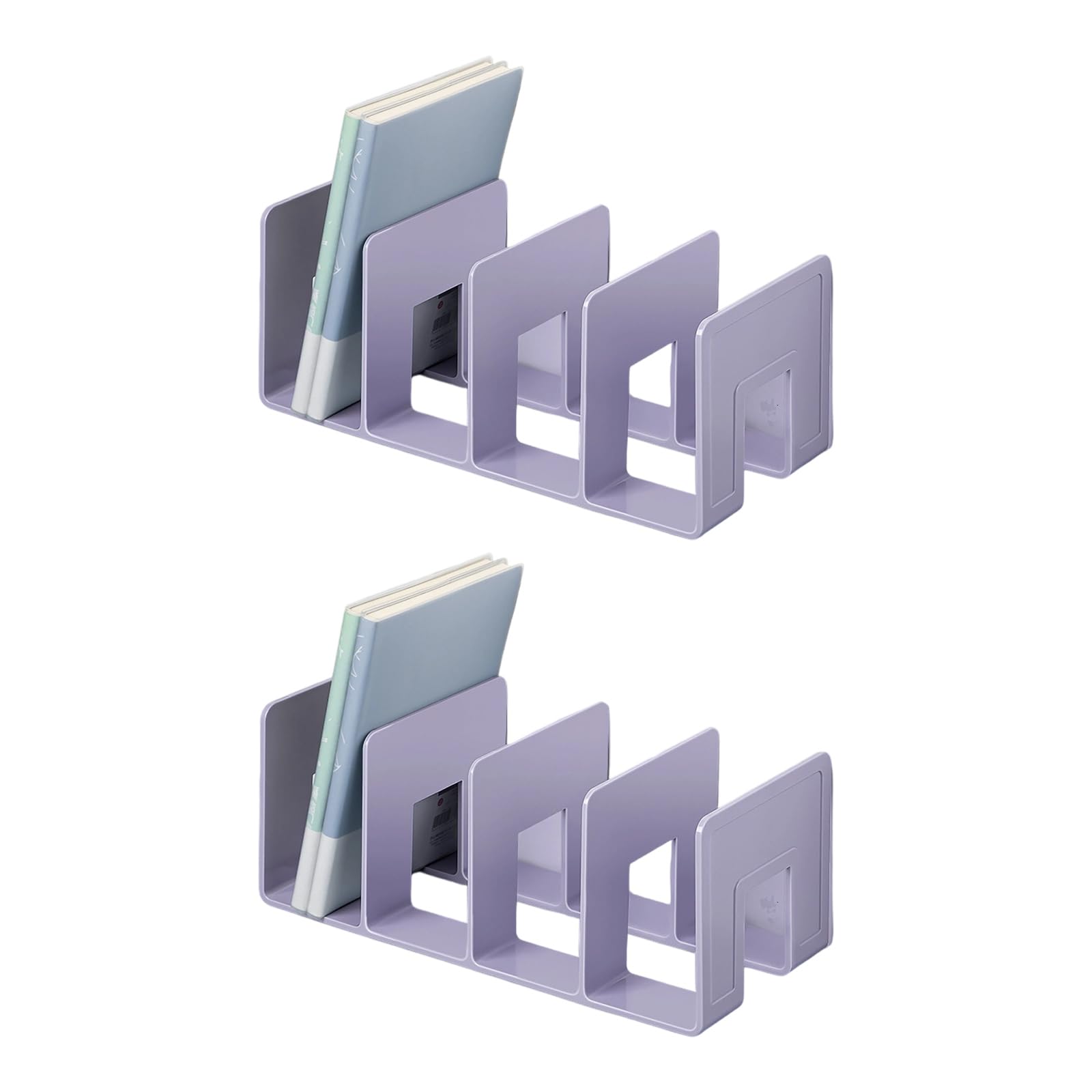 2Pieces Acrylic Bookend for Shelf 4 Section Book End Desktop Book Organizers Stoppers Magazine Stand 32x14.4x13cm Acrylic Bookends for Heavy Books