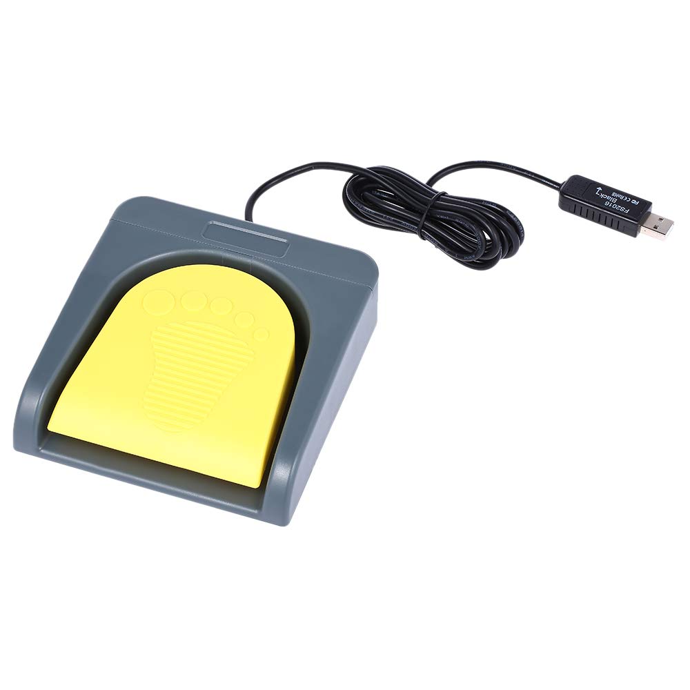 Generic PCsensor USB Single Foot Switch Game Control One Key Customized Computer Keyboard Action Pedal Grey with Yellow for Gamer Gaming Ethusiast'