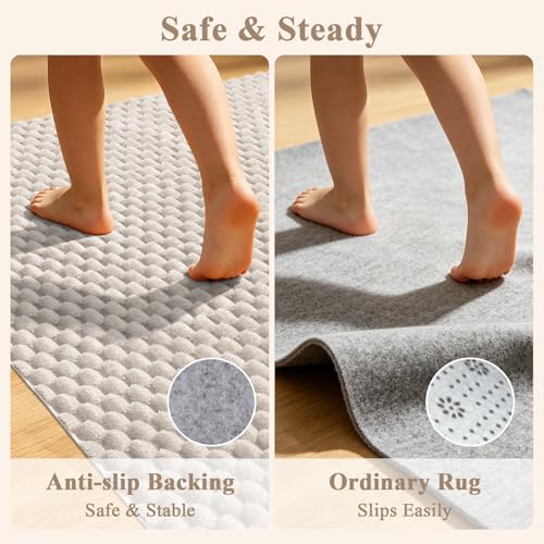 Image of Vaukki 5x8 Area Rug for Living Room, Beige Washable 3D Bubble Bedroom Rug