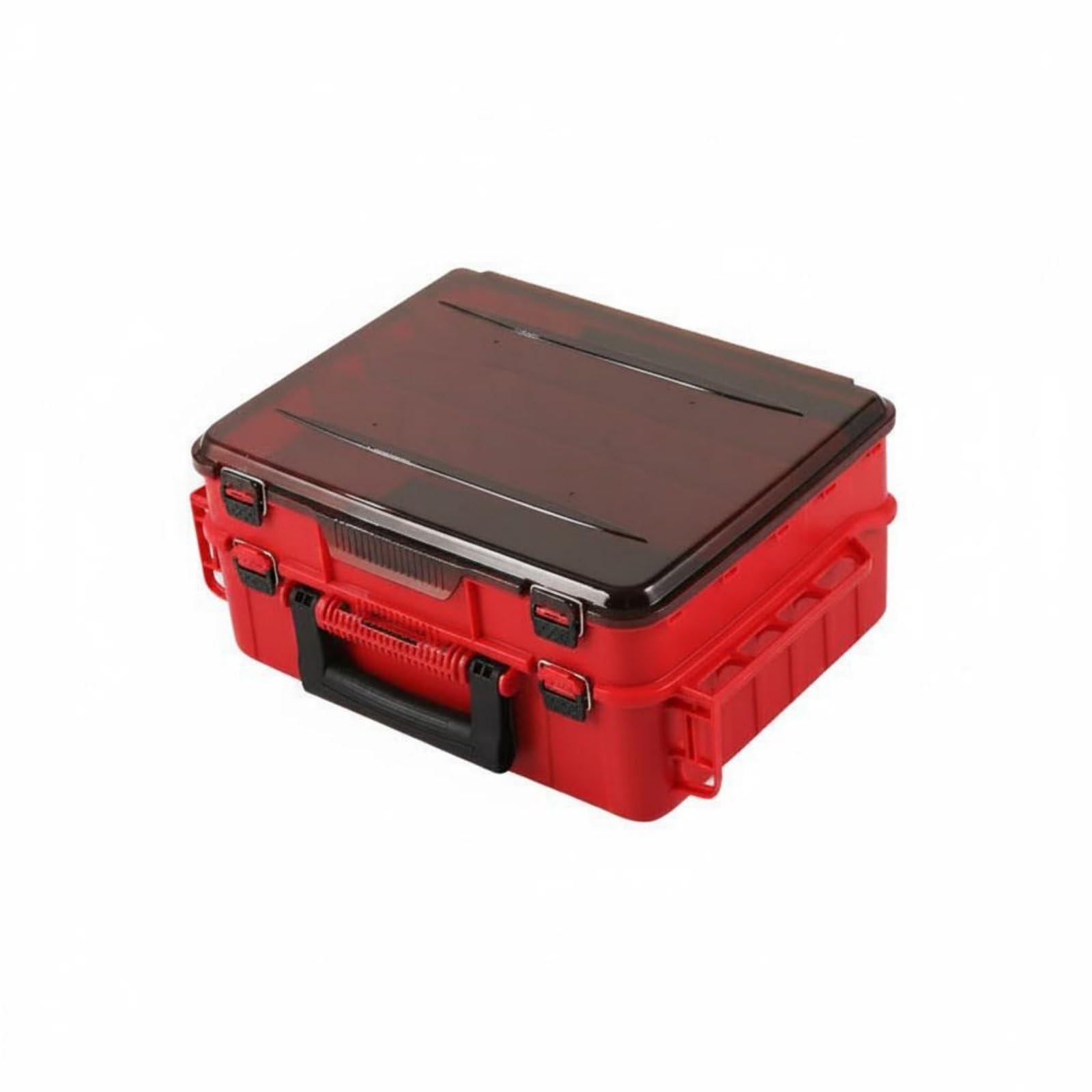 Baoblaze Caja de Almacenamiento de Pesca Caja para Accesorios Organizador Estuche Contenedor Dos Pisos con Divisores Personalizables y Carcasa Resistente, Rojo