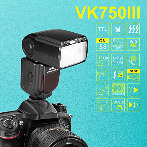 Voking VK750III TTL Flash compatible avec les appareils photo Nikon D50 D60 D80 D800 D750 D3300 D3400 D3500 D5300 - Image 8