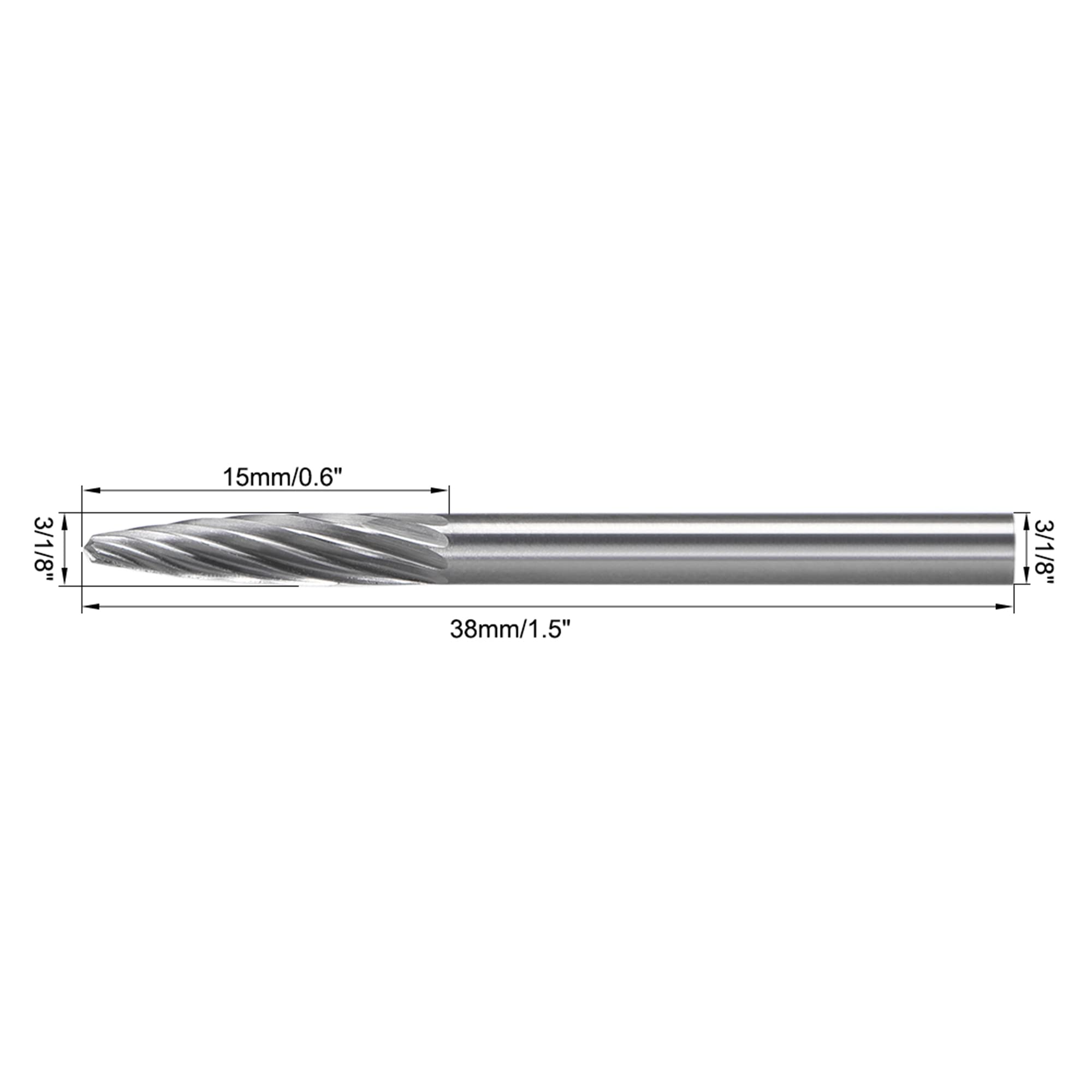 uxcell 2pcs Tungsten Carbide Rotary Files 1/8" Shank, Single Cut, 3mm Dia — Amazon image 2