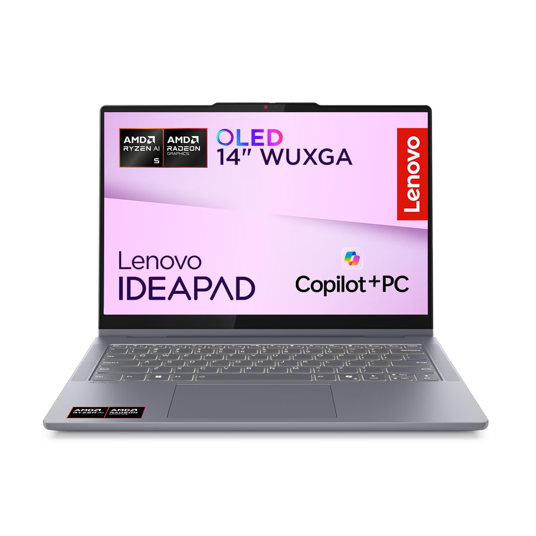 Lenovo IdeaPad 5 2-in-1 AI Laptop | Copilot+ PC | 14" WUXGA OLED Touch Display | AMD Ryzen AI 5 340 | 16GB RAM | 512GB SSD | AMD Radeon Grafik | Windows 11 | QWERTZ | Grau | 3 Monate Premium Care