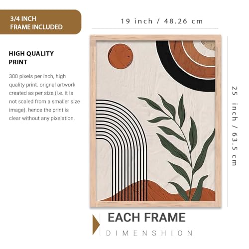 Image of kotart Boho Painting Wall Art Home Decoration Paintings With Frame For Living Room Bed Room Hotel Wall Decor Digital Reprint Set of 3 (19X25 inch)