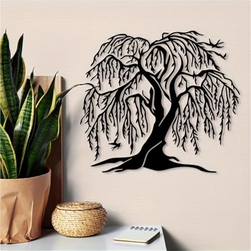Saule pleureur en métal pour embellir la clôture extérieure de votre jardin