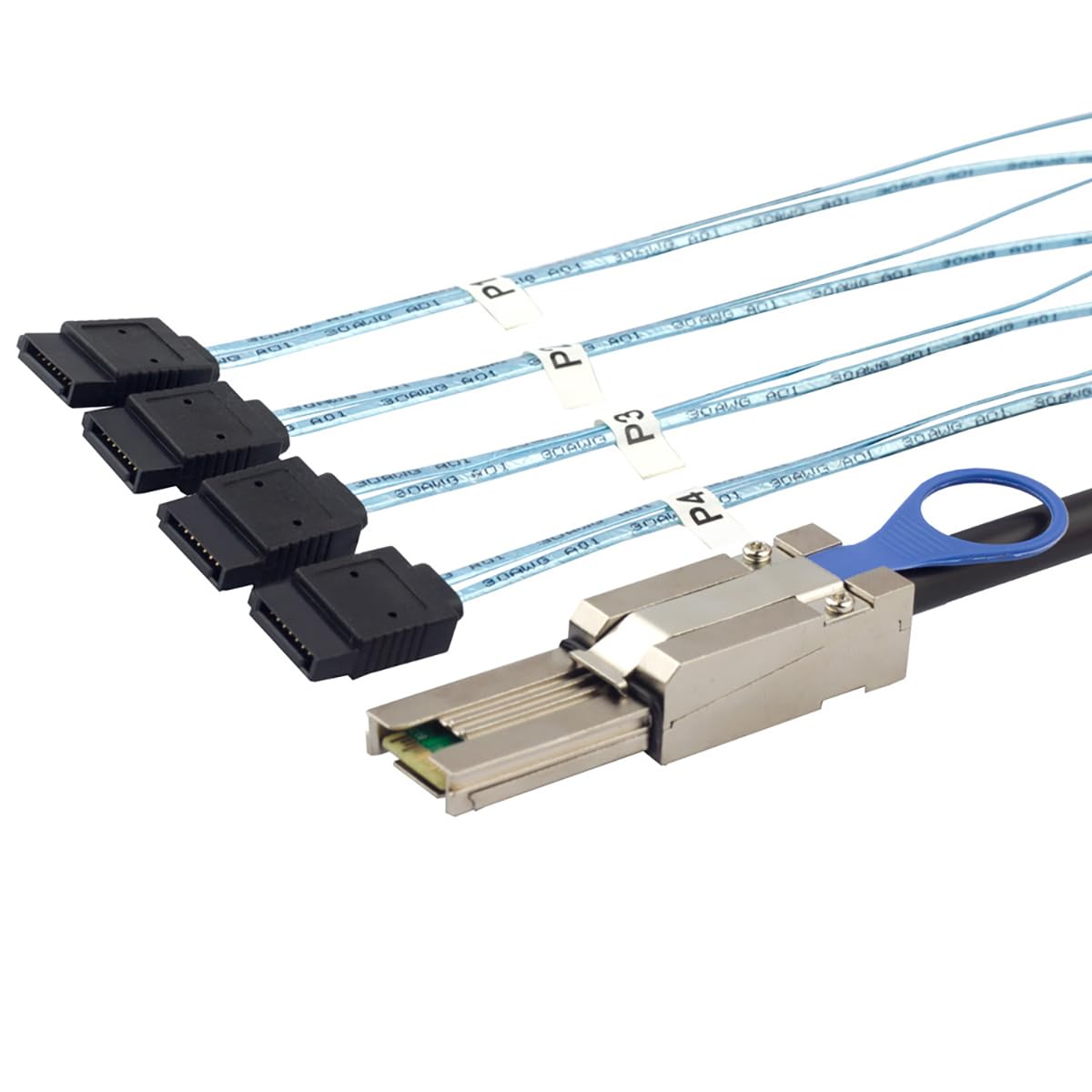 MINI SAS HD SFF-8088 do 4X SATA 7-pinowy kabel, 0,5 m/1 m/2 m/3 m, szybki kabel do serwera, dysk twardy 6 Gb/s, kompatybilny z serwerami, rozszerzeniem pamięci, kontrolerem RAID, stacjami