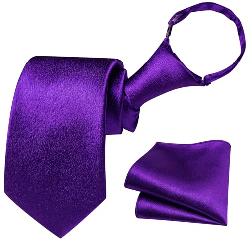 Image of Barry.Wang Boys Ties Pre-Tied Satin Solid Color Kids Tie Pocket Square Set Adjustable Formal Necktie Graduation School