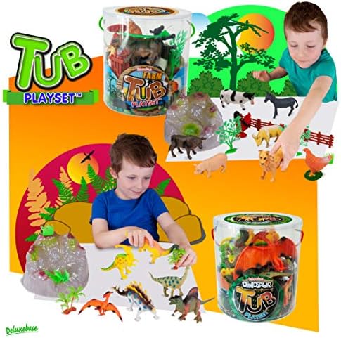 Deluxebase Tub Playset - Space from Space Toy Set for Kids. Imagination toys with Astronauts, Planets, Rocket, Space Shuttle, Satellite and Moon Rock