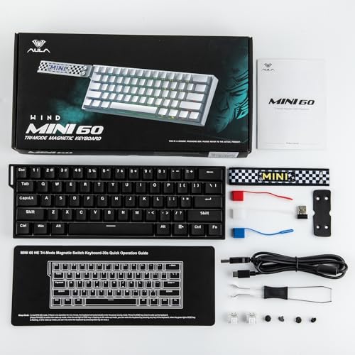 EPOMAKER Aula MINI60 HE Hall Effect Gaming Keyboard, 2.4GHz/BT, 8K Hz Polling, SOCD & DKS, Adjustable Actuation & Fast Trigger, PBT Keycap, 60% Wireless Mechanical Keyboard for Win/Mac (Standard) by EPOMAKER - Image 8