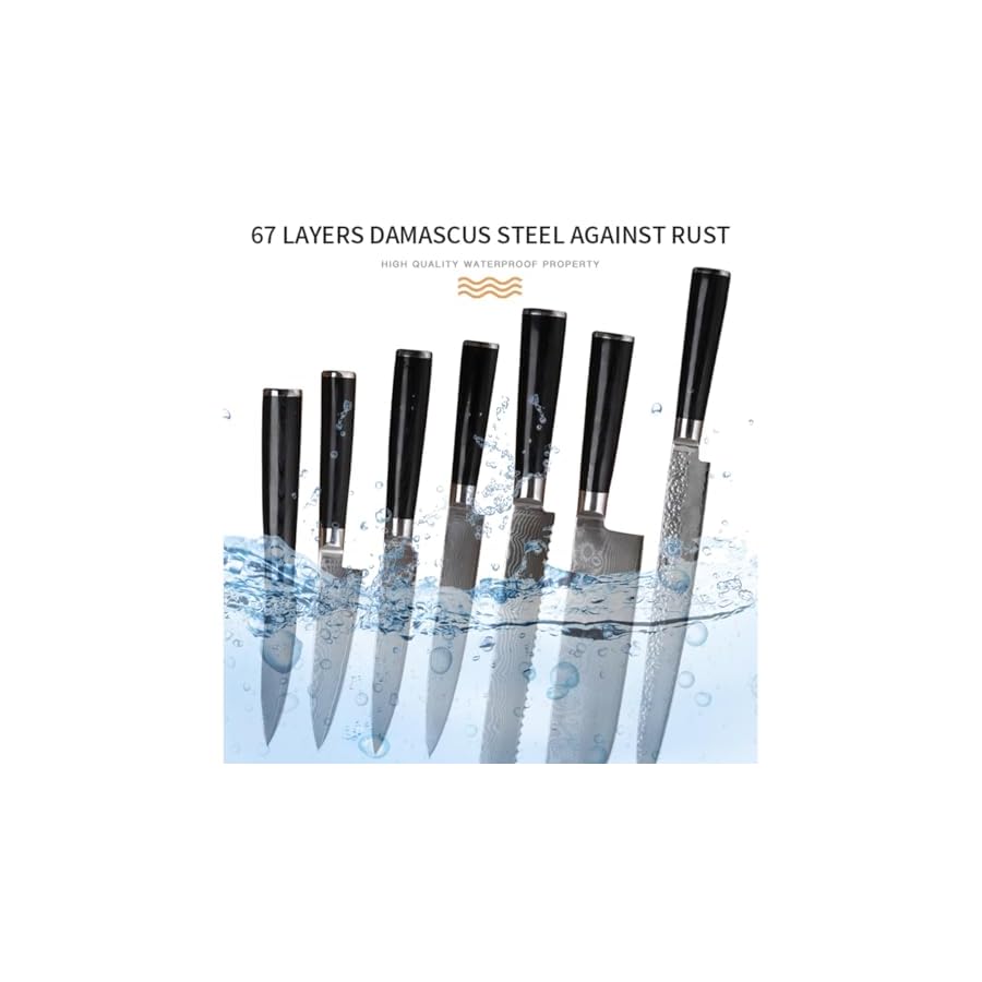 Premium-Quality-7-Pieces-Kitchen-Utensils-Damascus-Steel-Knife-Set-With-Magnetic-Wood-BlockVG10-Core-67-Layers-BladeFull-Tang-Professional-Chef-Knife-Set-With-G10-Ergonomic-HandleBest-Gift Premium Quality 7 Pieces Kitchen Utensils Damascus Steel Knife Set With Magnetic Wood Block,VG10 Core 67 Layers Blade,Full Tang Professional Chef Knife Set With G10 Ergonomic Handle,Best Gift