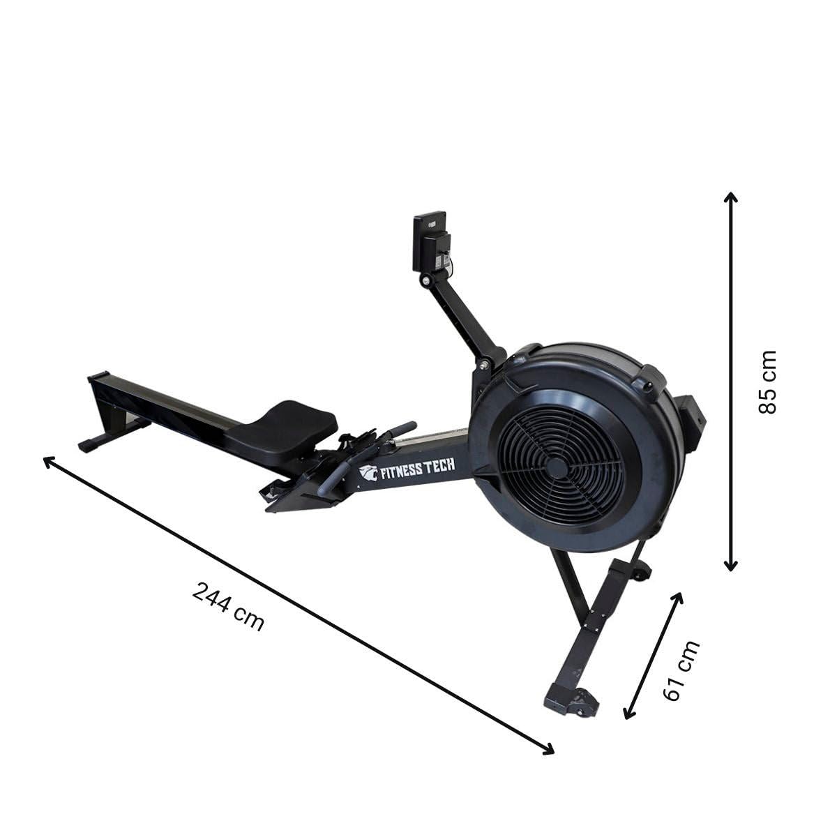 Vogatore ad Aria Pieghevole con Kinomap | Rowing Machine Home Gym con 10 Livelli Resistenza, Display LCD e Trasmissione a Catena