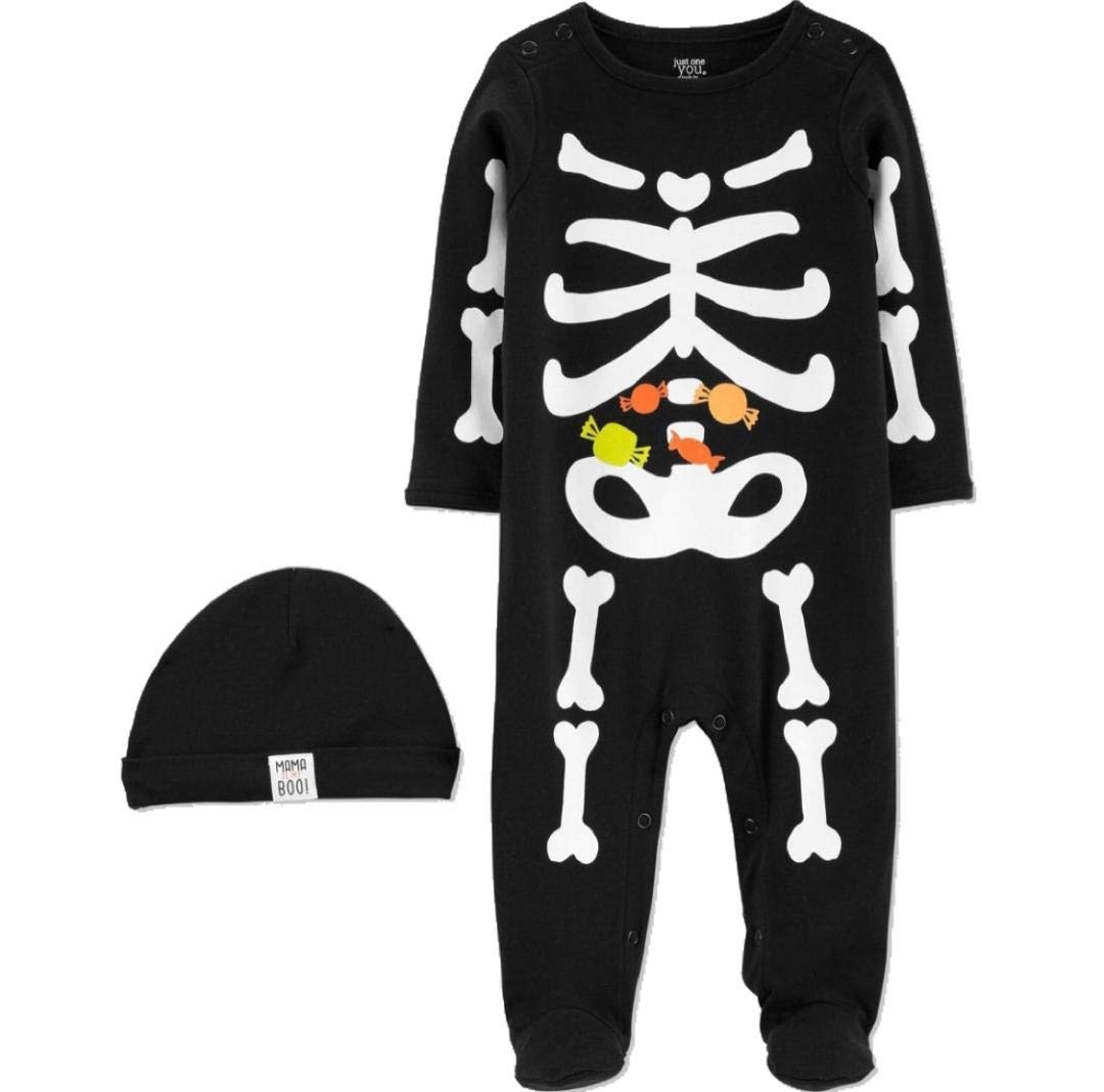 Carter's Baby Boys Halloween esqueleto negro sueño N' Play - Negro - recién nacido