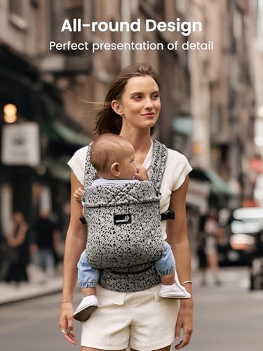 Image of GROWNSY Baby Carrier Newborn to Toddler, Lightweight Ergonomic 7-44 lbs Newborn Carrier with Head Support, Easy to Wear Hands Free Infant Carrier for 0-36 Months, Gray Spots Leopard