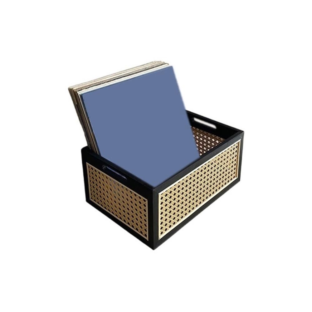 RYUQW3RE Cd Storage Rack Vinyl Record Box Versatile Wooden Woven CD Albums Books Storage Rack