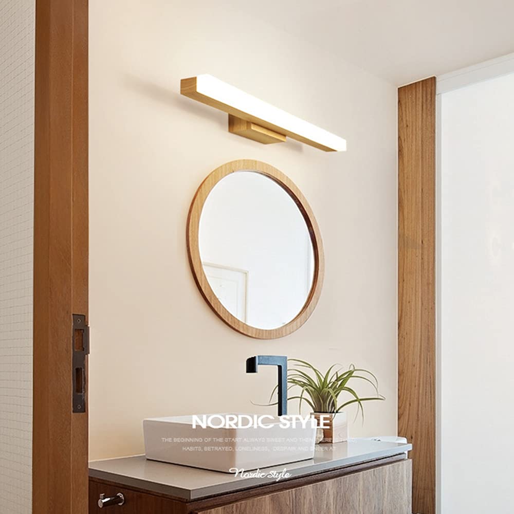 Appliques Murales En Bois Pour Salle De Bain, Décor D'éclairage De Vanité À LED En Bois Scandinave Contemporain, Armoire À Miroir De Chambre À Coucher, Couloir De Salle D'eau, 3000K, Luminaire Blanc C
