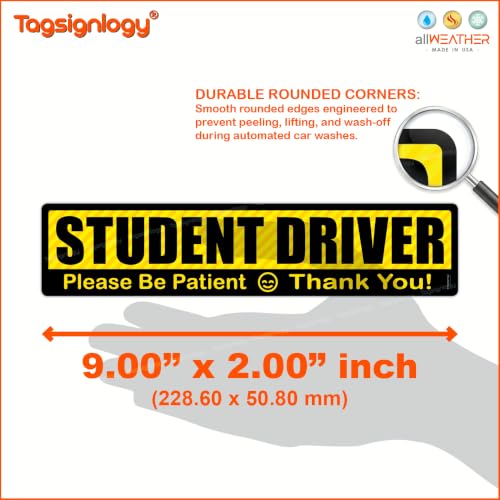 Image of Anti-Glare Student Driver Please Be Patient for Car Bumper Sticker (2 Pack)
