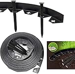 10 Meters Garden Lawn Edging Border Outdoor Flexible Pathway Wall Fence with 40 Strong Securing Pegs