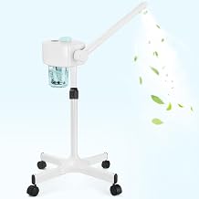 Professional Facial Steamer, Vaporizador Facial Steamer for Esthetician, Face Steamer on Wheels, Rocker Arm/Preheat/Hot Mist Adjustment/Timer Function, Facial Steamers for Home Salon Spa Skin Cleaning