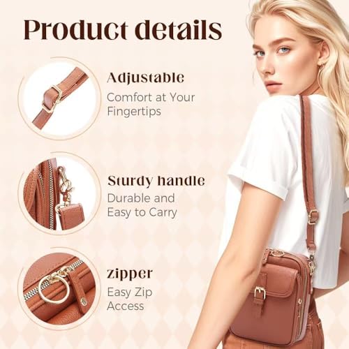 Crossbody bag Crossbody bag, large shoulder bag with 10 card slots, anti-theft bag, built-in vintage faux leather wallet2