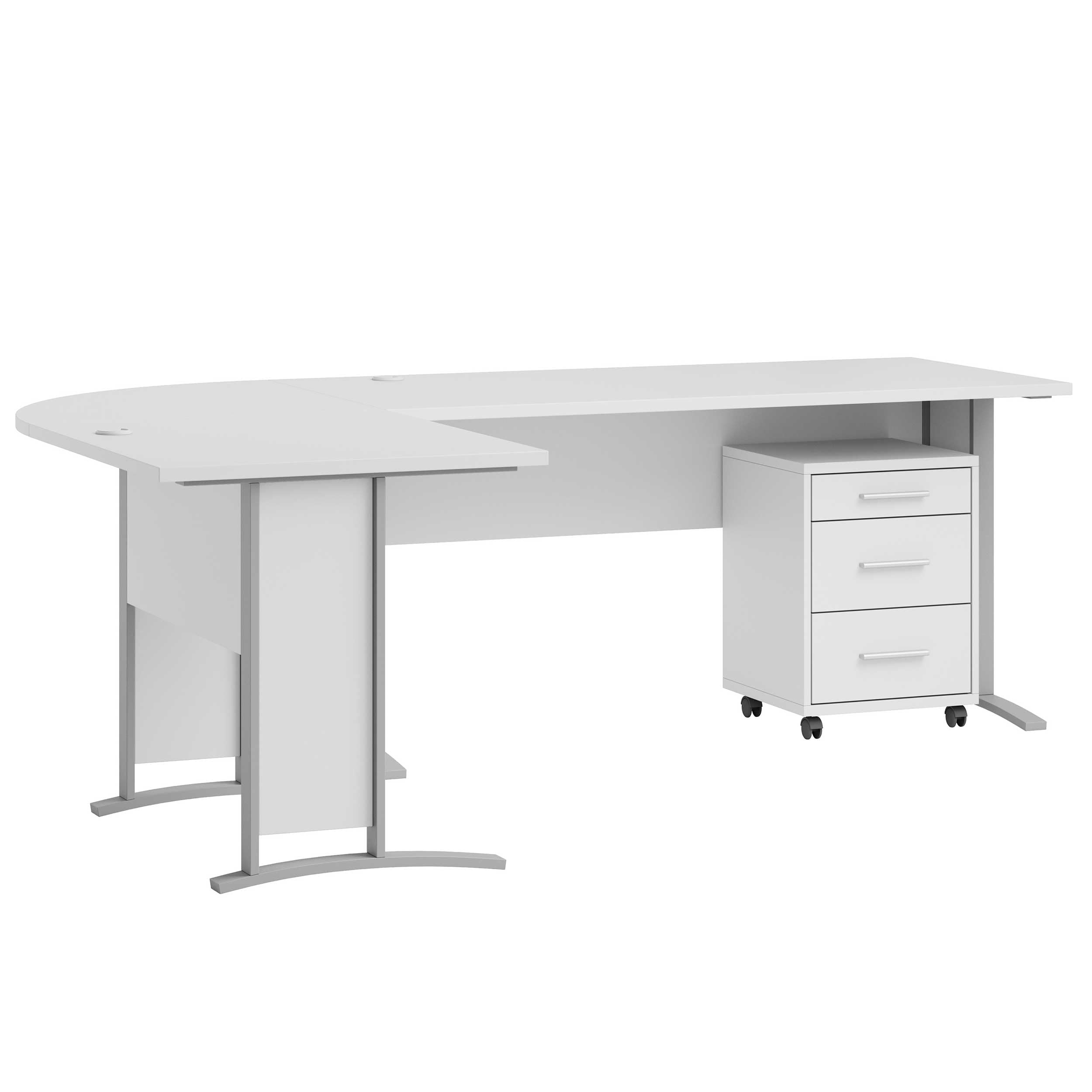 Stella Trading OFFICE LINEEscritorio esquinero en blanco, contemporáneo escritorio para ordenador con amplia superficie de trabajo y cajonera móvil, 220/170 x 72 x 70 cm (ancho/alto/profundo)