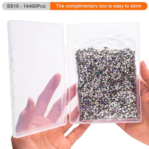 Image of Flatback Rhinestones Bulk, 14400PCS Green Volcano Rhinestones for Clothes DIY Decoration Crafts, Green Volcano, SS10, 2.7-2.9mm