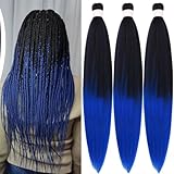 Black Blue Braiding Hair Pre stretched Kanekalon Synthetic Braiding Hair for Braids