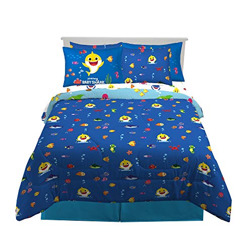 Image of Franco Kids Bedding Super Soft Comforter and Sheet Set with Sham, 7 Piece Full Size, Baby Shark