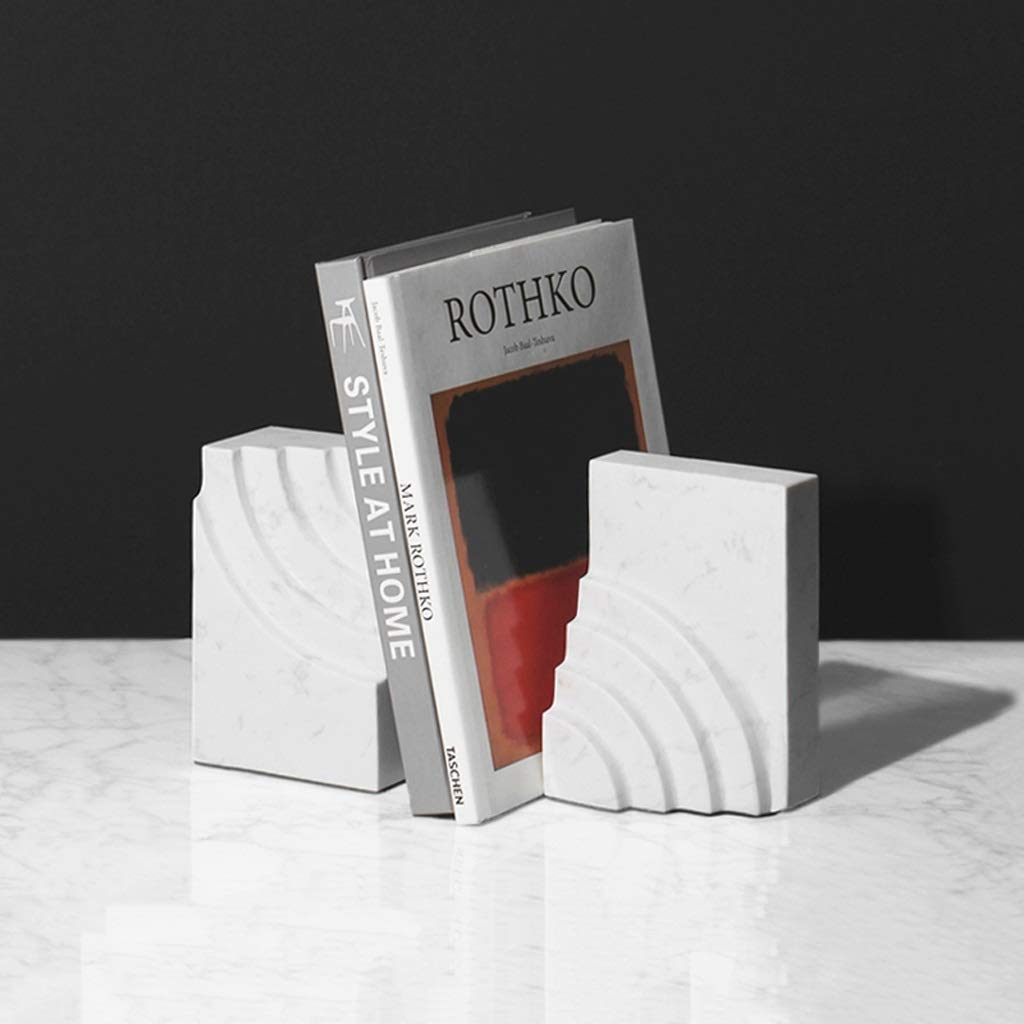 Sujetalibros Antideslizantes Sujetalibros Simples y Modernos Sujetalibros de mármol Sujetalibros geométricos Adornos Decoraciones Titulares de Libros de Escritorio Blancos Sujetalibros Decorativos