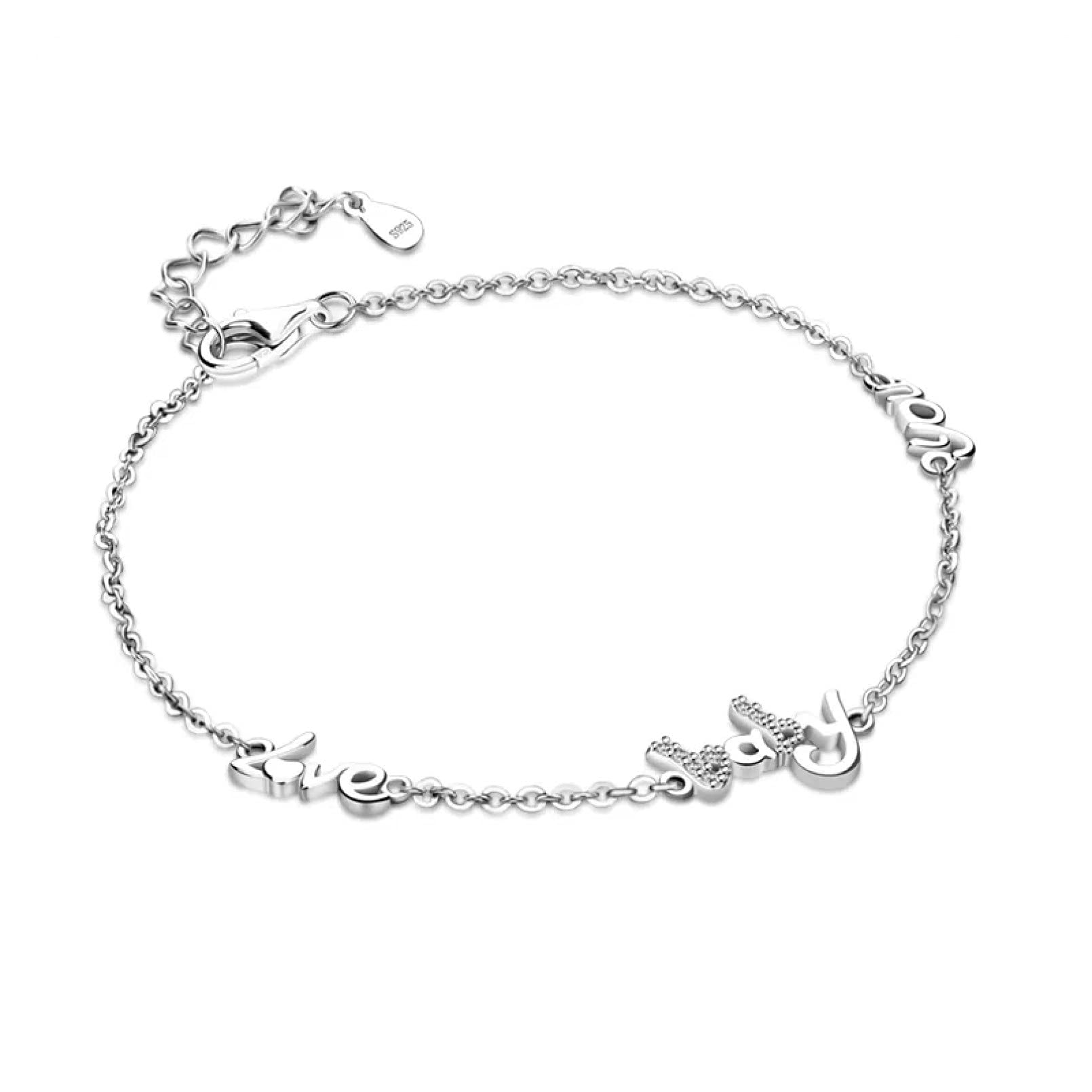 Bracelet en argent 925 sterling pour femme orné de petites breloques élégantes