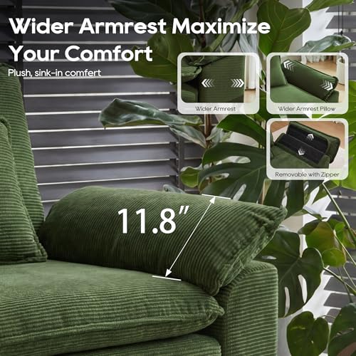 Image of URRED Oversized Modular Sectional Sofa,Solid Green:157 inch U Shaped