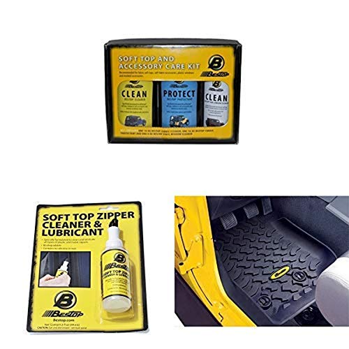 Bestop 11215-00 Fabric Care Pack -Â Vinyl Soft Top Cleaner, Vinyl Window Cleaner, Zipper Cleaner and Lubricant, 2 oz single bottle - boxed with Front Pair of Floor Mats