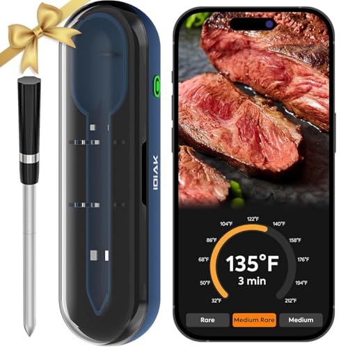 Wireless Meat Thermometer for Grilling and Smoking CP10 New Gen 500FT Meat Probe Thermometers Dual Sensor Dual Alarm Smart Food Thermometer Probe for BBQ Oven Grill Smoker Sous Vide - Blue