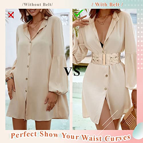 JASGOOD Women Elastic Vintage Wide Waist Belt Stretchy Retro Waist Belt for Dress2