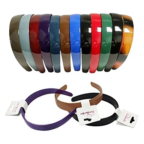 CoverYourHair Plastic Hairbands - Hard Headbands - 12 Pack Dark Colors Cover