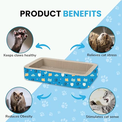 Image of Foodie Puppies Scratching Pad with Catnip for Cats and Kittens (Rectangle Crater 49 x 28 x 12 cm) | Corrugated Scratcher Cardboard for Cats, Kitten for Furniture Protection, Durable Texture Design