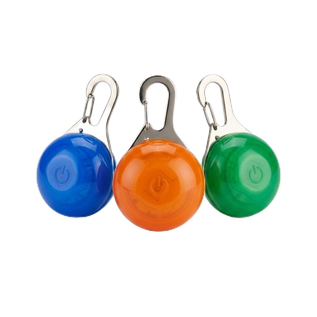 Guline Dog Collar LED Lights for Night Walking, 3 Pack Clip-On Light Up Dog Collars, Waterproof Flashing Pet Safety Light for Dogs Running Camping Cycling Hiking Climbing (Blue, Orange, Green)