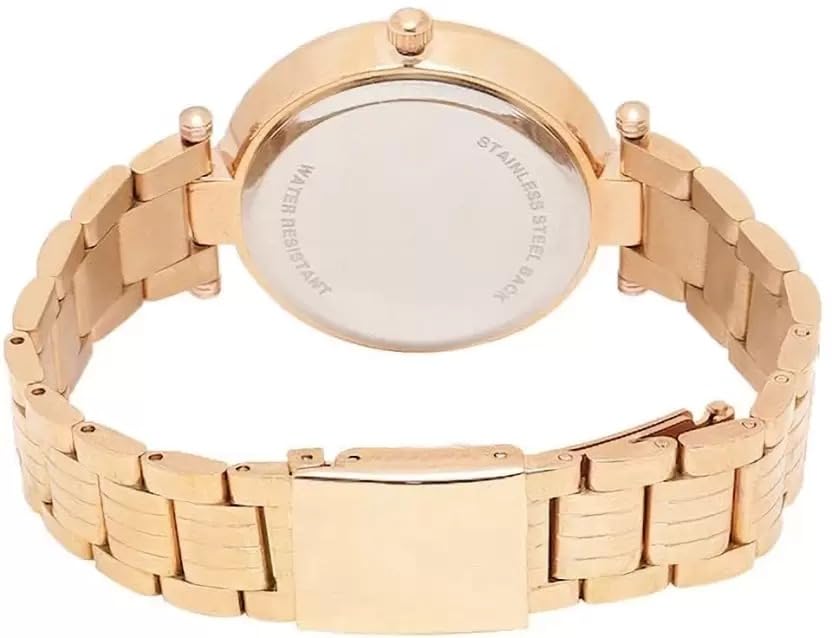 Image of EVRGLOW Analogue Wrist Watches for Women's & Girls&Miss&Ladies Luxury Blue Dial with Roman Marker in Diamond Studded Round case with Rose Gold brecelet Strap Stylish Quartz Watches