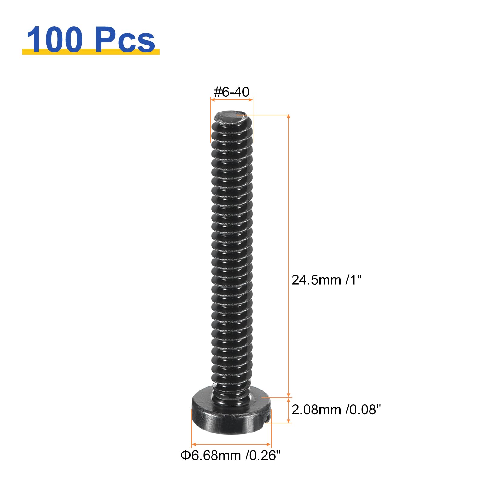 QUARKZMAN 100 Piezas Tornillos de Cabeza Redonda Ranurada 6-40 X 1"