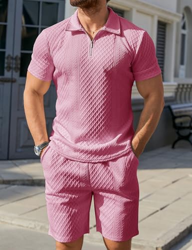 Mens 2 Piece Short Set Summer Outfits Polo Shirt and Shorts Set Tracksuits Set Short Sleeve and Shorts Set for Men2