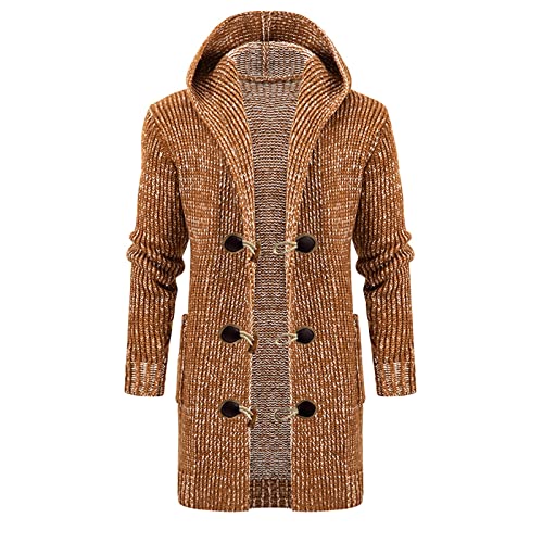 Suéter largo con capucha para hombre dile adiós al frío de entretiempo con este cárdigan grueso