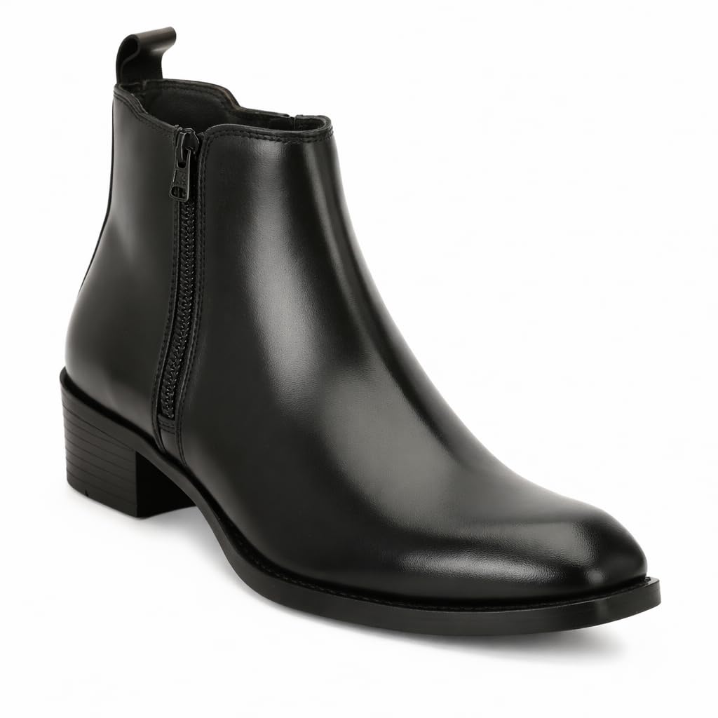 Men's Chelsea Boots with Zipper closure | Croc Textured Leather | Cuban Heel | Italian Design | TPR Sole | Cushioned Insole